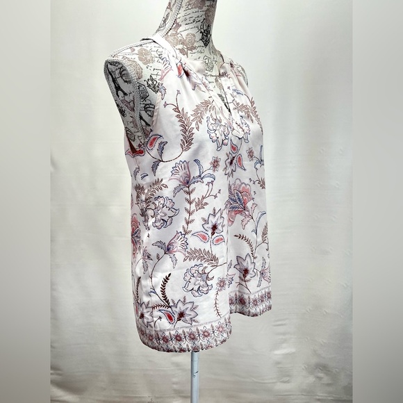 🛍️ ANTIBES‎ BLANC Pale pink floral sleeveless blouse size S. - Picture 8 of 12